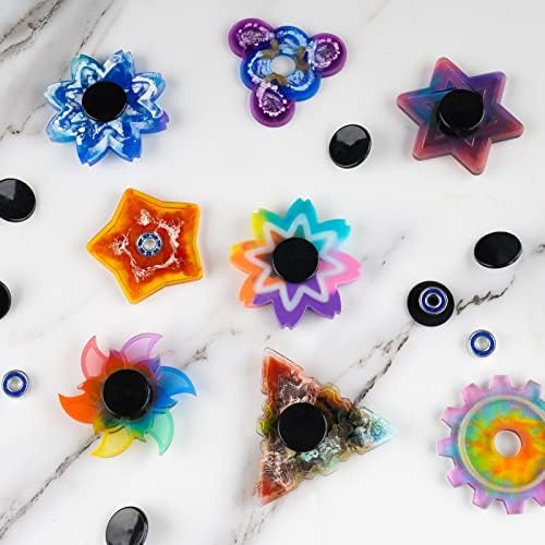 NiArt Fidget Spinner Bearings with Caps 16 Pack, Chrome Steel DIY Set | Sealed Bearing Design Keeps Dust Out for Smooth Precision Spinning, Ideal for Resin Casting Projects, Stress Relief