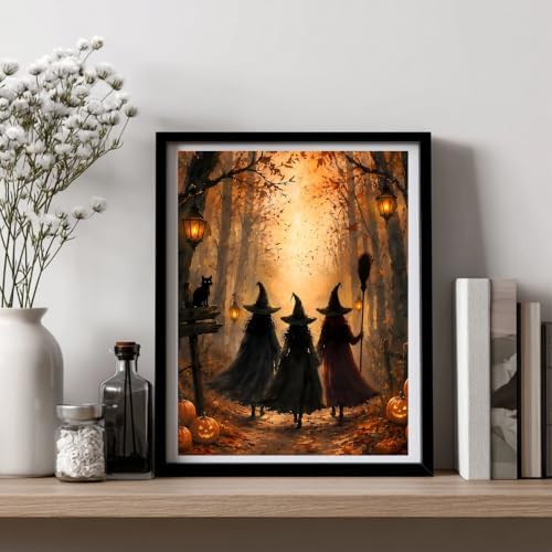 Halloween Diamond Art Kits for Adults, Witch Diamond Painting, 12x16 Inch