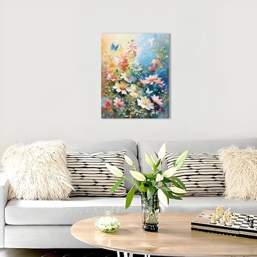 Muzagroo Paint by Numbers Oil Painting Kits for Adults DIY Flowers Oil Painting for Beginners Hand Crafts Kits with Brushes and Acrylic Paints 16x20 inches (Flowers)