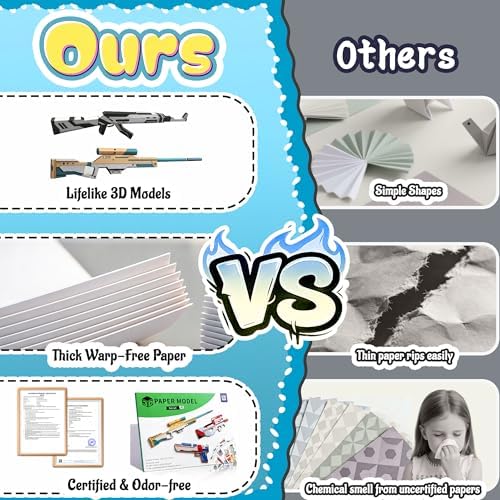 3D Paper Building Model, DIY Origami Kit for Kids Ages 8-12, Includes 8 Pre-cut, Easy-to-Assemble Weapon 3D Paper Building Models, Origami Kit for Kids Ages 8-12