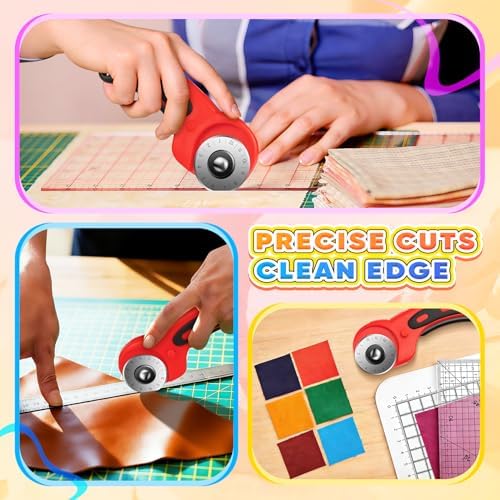 DIYSELF Rolling Cutter for Fabric 45mm, 5 Extra Blades, Safety Lock Cutter