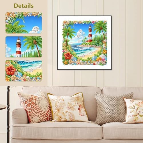 Beach Diamond Art Kits for Adults Special Shape Diamond Painting