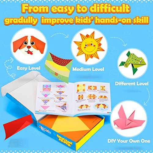 308 Sheets Origami Paper Kit for Kids Ages 5-8 8-12 with Instructional Book | Origami Projects for Beginners, DIY Art Craft Supplies for School Class Lessons, Christmas Birthday Gifts for Boys & Girls