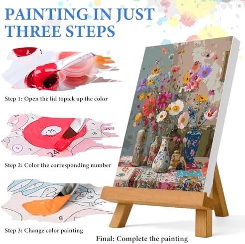 PRASIO Flowers Paint by Numbers Kit for Adults Beginner 16x20 Inch