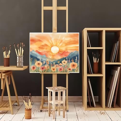Natuyalo Paint by Numbers for Adults and Beginners, Sunset Mountain Painting by Number Kits on Canvas, Natural Landscape Paint by Number Kit DIY Acrylic Painting Gift 16x20 Inch