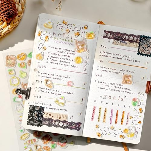Kawaii 3D Puffy Stickers, Cute Bread & Rabbit Relief Stickers, Waterproof Aesthetic Decals for Journaling, Scrapbooking, Water Bottles, Laptops, DIY Crafts, Sunny Kitchen Food Themed
