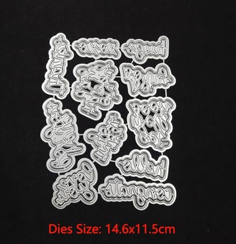 Scrapbooking Die-Cuts for Card Making, Christmas Metal Cutting Dies, Paper Craft Punch Template, Background Embossing Stencils, DIY Album Décor (Words A-14.6x11.5cm)