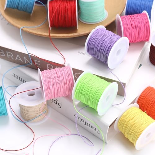 1mm Waxed Polyester Cord, 20 Colors 500 Yards Craft String