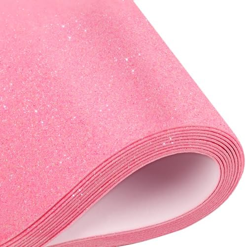 10 Sheets Glitter Paper Sheet for Crafts, A4 Cardstock Self-adhesive Paper for Easter Apirl Fool's Father's Day Decor Table Decorations, Construction Scrapbook Decoration (Pink)