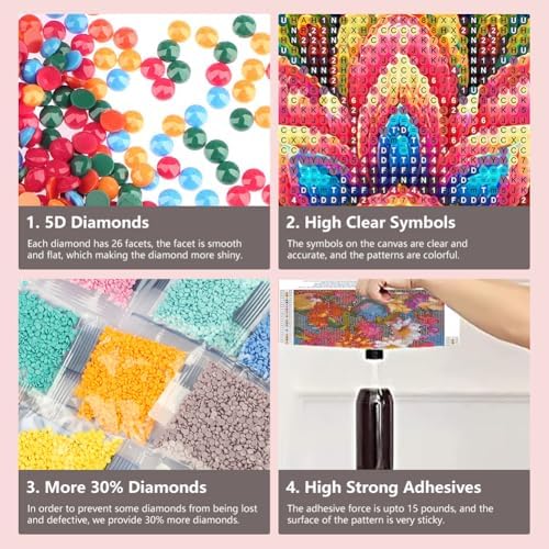 FHBUBPUP 5D Diamond Painting Kits for Adults, Mandala Diamond Art Kits for Beginners - DIY Full Drill Round Diamond Dot Gem Art Flower, Craft Gift Suitable for Home Wall Decoration 12×12Inch