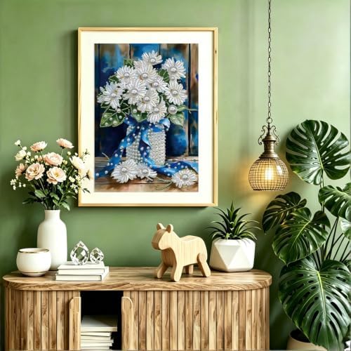 Daisy Pearl Painting Kits for Adults Beginner,Diamond Painting Kits 12x16In
