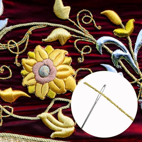6 Skeins Embroidery Threads, Metallic Embroidery Floss (Gold)