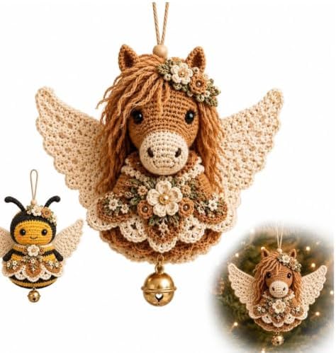 JMHKKUJ Animal Angel Crochet Ornament DIY Kit, DIY Yarn Hanging