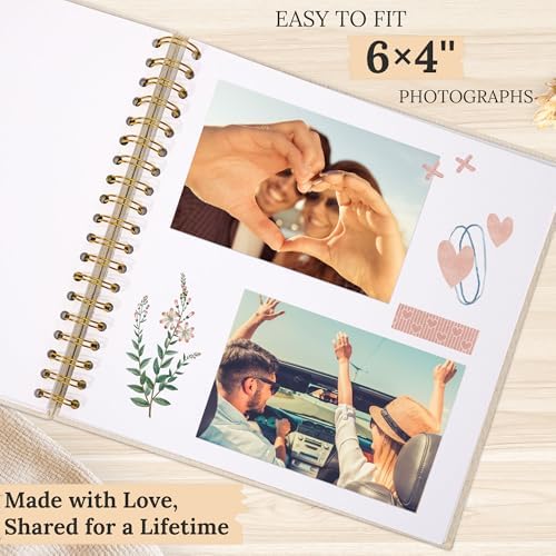 10"x10" Scrapbook Photo Album Linen Cover 40 Sheets 80 Pages White Paper | Gray Hardcover Kraft White Pages Memory Book, for Travel Wedding Guest Book Christmas Baby Fits 4x6 & Instant Photos