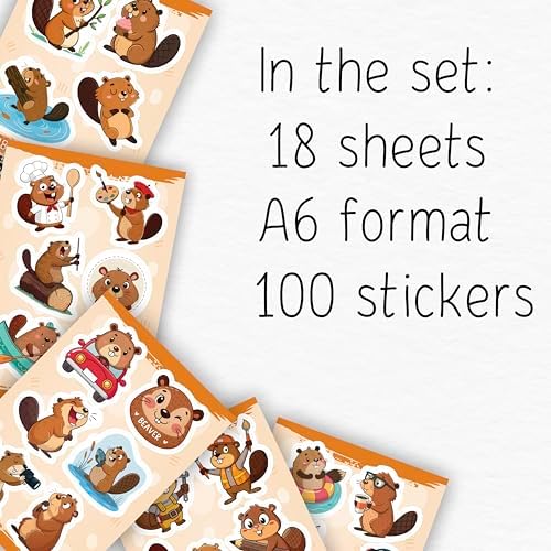 100Pcs Beaver Stickers for Water Bottle, Laptop - Funny Beaver Gifts, Party Supplies - Waterproof Stickers and Decals - Gift for Women & Men
