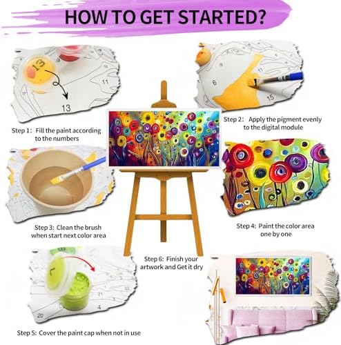 YALKIN Paint by Number for Adult Kits, DIY Abstract Wild Flower Oil Acrylic Painting Kits for Adults Beginners on Canvas for Home Wall Decor Gifts 40x90CM/15.8x35.4in (No Frame)
