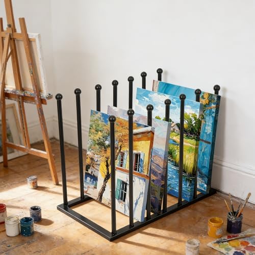 Metal Art Drying Rack Heavy-Duty Paint Display Stand Adjustable Multi-Tier Canvas Storage Organizer Rack for Boards, Painting Panels, Frames, Large Artworks - Studio & Gallery Essential