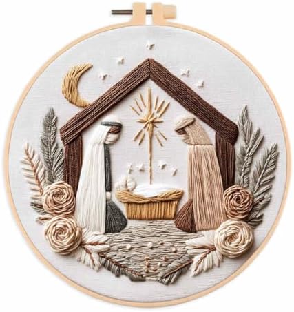 BoAn DIY Nativity Embroidery Kit, Christmas Cross Stitch Kit for Adults