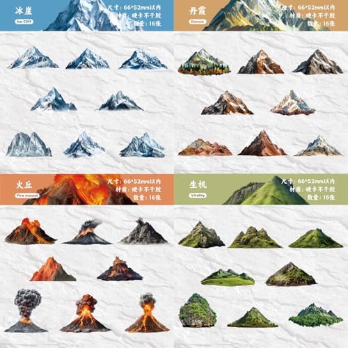 96 Pcs Realistic Mountain Nature Stickers for Junk Journaling