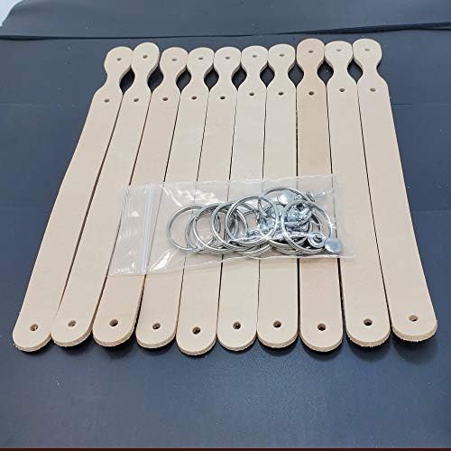 10 Pack Natural Leather Keychains Kit - Craft Projects - DIY Leather Key Fobs - Great for Stamping, Tooling, Engraving - Made in USA