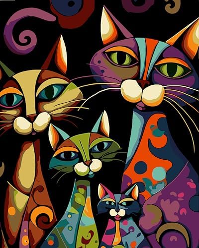 Paint by Numbers Kit for Adults,Frameless Abstract Cat(16x20 inches)