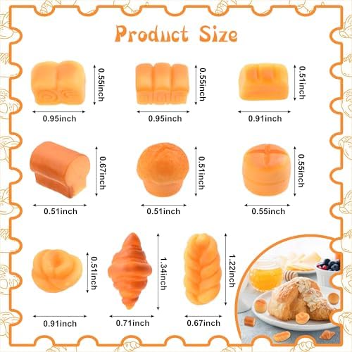 9 Pcs Miniature Bread Resin Ornaments
