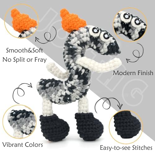 50g Rainbow Beginner Crochet Yarn for Crocheting and Knitting Multicolor Cotton Crochet Yarn for Beginners Easy Yarn for Beginners(Black Grey Tone)