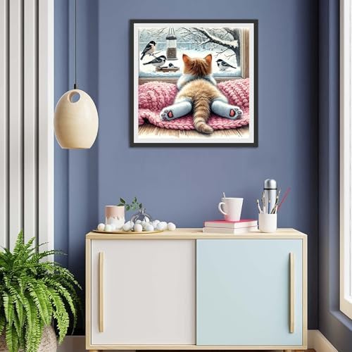 JAKI Cat Diamond Painting Kits for Adults Beginners 14x14inch