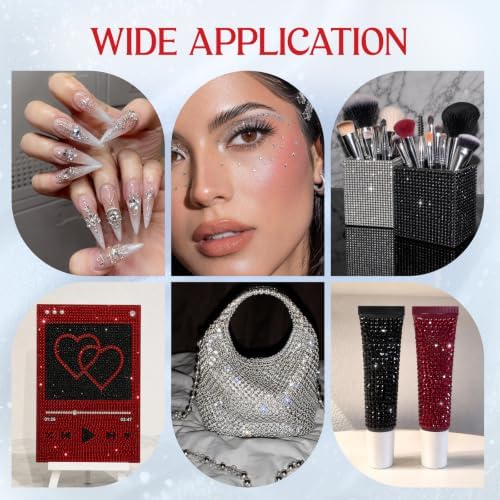 32000 Pcs Resin Jelly Rhinestones Kit, Red Flatback Rhinestones 3mm (2–6mm Size Options), Crystal Bedazzling Kit with 4 Pcs B7000 Glue & Tools for Nail Art, DIY Crafts & Clothing Decoration