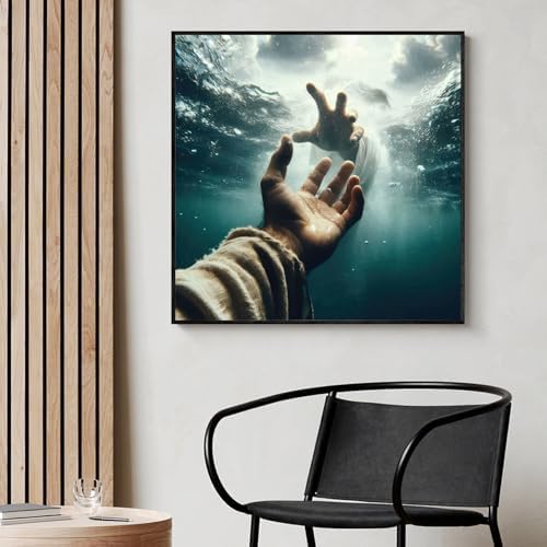 Yezavesu Jesus Diamond Art Kits for Adults Beginners 14x14 Inch | Inspiring Faith Diamond Painting Kit, DIY 5D Full Round Drill Gem Art, Stress Relief Craft Kits, Home Wall Decor Gift