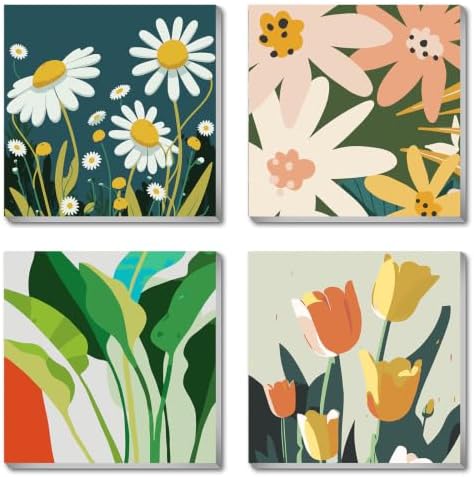 4 Pack Framed Paint By Numbers Kit for Adults Flowers Paint By Number Kits
