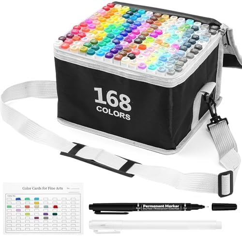 Alcohol Based Art Markers 168 Colors - Professional Double Sided Marcadores | Good Markers for Artist Blendable Coloring Marker Pens for Adult - Coloring Books No Bleeding Illustration Drawing for Kids
