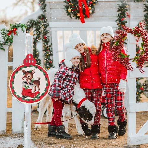 Large Size 12" Wooden Ball Ornaments to Paint, Wooden DIY Bell Blank Unfinished Christmas Door Sign Wreath Door Hanging Sign Plaque Crafts Hanging Winter New Year Decorations 3PCS