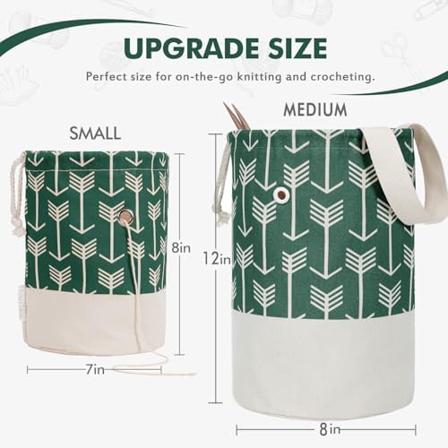TOGETRUE Yarn Bag, Knitting Crochet Bag, Portable Yarn Storage Bags Organizer for Crocheting Project, Store Skein Ball, Short Knitting Needle (Medium,Green)