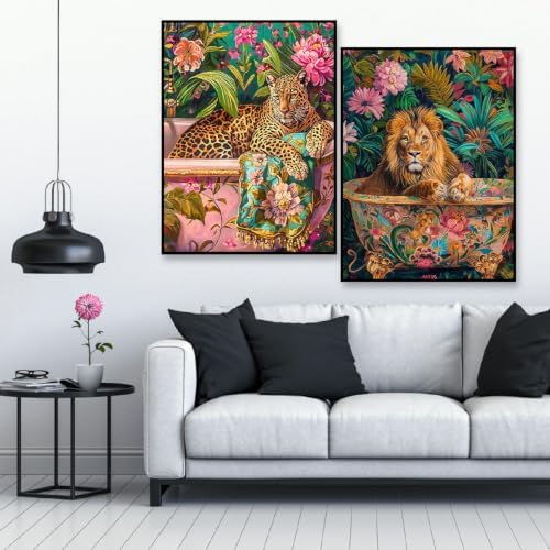 Cheetah Diamond Art Kits for Adults Diamond Painting Kits for Beginner2PACK