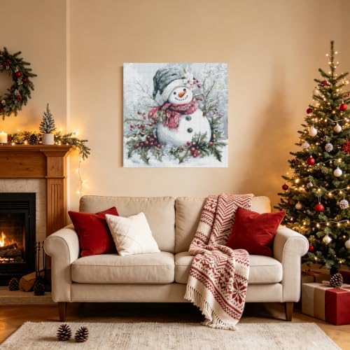 KYOQFVN Christmas Stamped Cross Stitch Kit - Snowman Counted Cross Stitch Kits for Beginners Adults, DIY Needlepoint Cross-Stitch Patterns Dimensions Needlecrafts Embroidery Kits Arts and Crafts