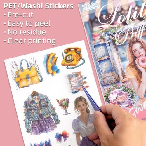 Loli Puff Breeze Sticker Scrapbooking Supplies for Junk Journal, 20 Sheets PET Stickers - Vintage Journaling Stickers
