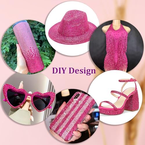 25000Pcs Resin Rhinestones with Tweezers for Crafting, Hot Pink 2-6mm Mixed Sizes Non Hotfix Flatback Gems, Bedazzling Crystal for DIY Craft Clothing Mugs Tumblers Shoes Fabric Decor Nail Art