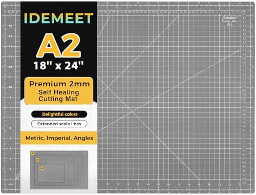 Large Self Healing Sewing Mat 18"x24", A2 Rotary Mat for Quilting & Sewing, Non-slip, 5-Ply Double-Sided, Rotary Cutting Board for Crafts Cutting Fabric Leather Modeling Projects, Anthracite Gray