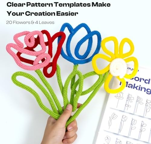 Caydo iCord Flower Starter Kit, 20 Flowers & 4 Leaves Pattern for Beginners