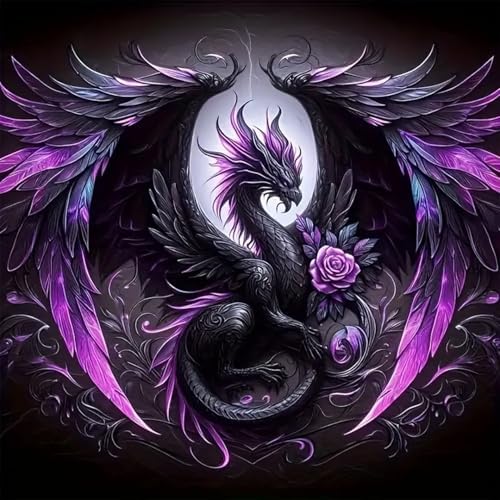 GOUOYANA Dragon Diamond Art Kits for Adults, Full Drill Dragon Diamond Painting Kits for Beginners, DIY Full Rhinestone 5D Diamond dots (Gemstone Craft), Home Wall Decoration (14x14 inch)