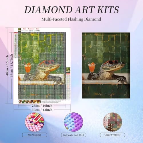 Bathroom Diamond Art Kits for Adults, Round Diamond Painting 12x16 Inch
