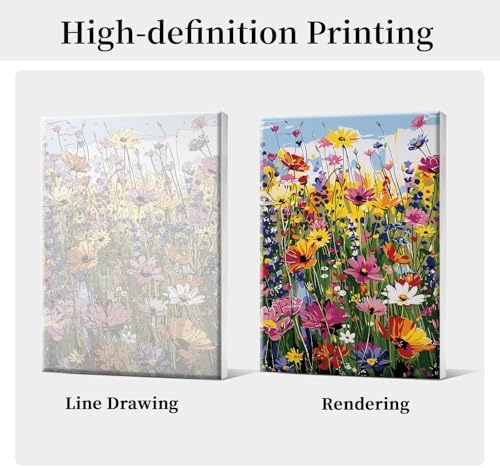 HeeBenor Framed Paint by Numbers Kit for Adults, Flowers Paint by Number with Easel, DIY Floral Acrylic Oil Painting Kit, Adult Paint by Number Kits Framed Canvas for Home Decor 8x12 Inch