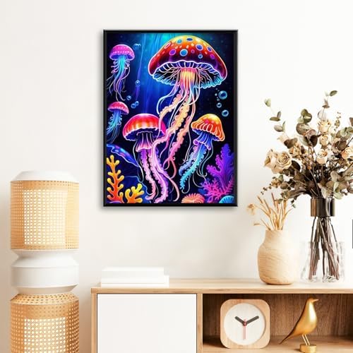 Jellyfish Diamond Art Kits for Adults Beginners 12x16 in, DIY Craft Gift