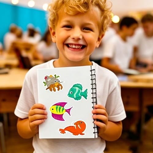 Ocean Animal Stickers for Water Bottle, 100Pcs Waterproof Vinyl Marine Ocean Creatures Beach Stickers, Summer Sticker Bulk for Kids Teens