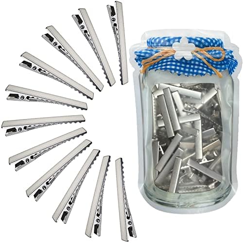 HiJeaton 90Pcs Alligator Hair Clips for Bow Making, 4.6cm/1.8" Metal Gator Clips, Large Plain DIY Supplies for Crafts and Hairdresser