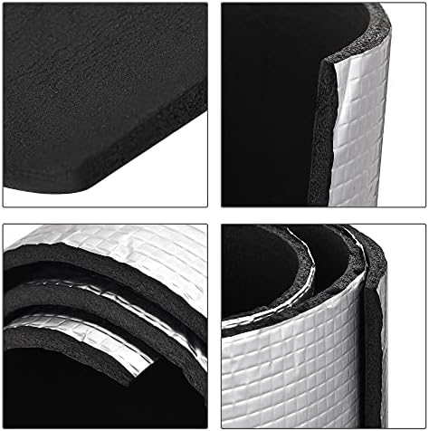 uxcell Insulation Sheet, 1mx0.5mx5mm Embossed Aluminum Foil Waterproof Heat Resistant Thermal Barrier, for Roof Wall HVAC Duct Pipe, Rubber Foam