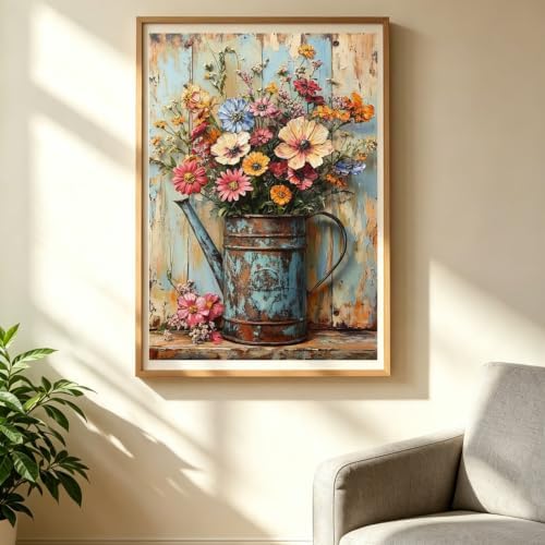 Retro Flower Diamond Painting Kits for Adults, Wildflower Diamond Art