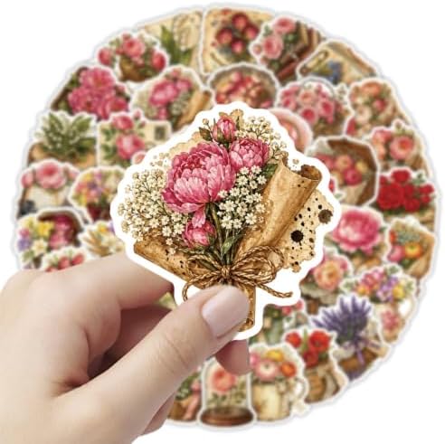 Vintage Aesthetic Flowers Stickers Flora Scrapbook Stickers