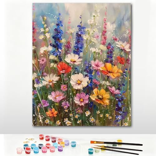 Pxzcrypha Wild Flowers Paint by Numbers Kit for Adults 16X20inch